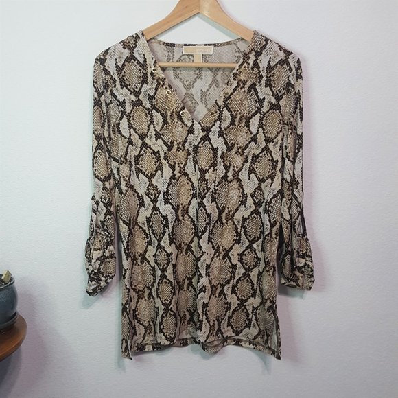 Michael by Michael Kors V Neck Snake Skin Print - Picture 1 of 7